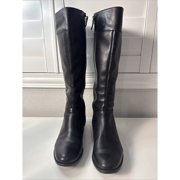 Cole Haan Womens Katrina Knee High Riding Boots Black Leather Size 11B ZIP - Picture 1 of 16